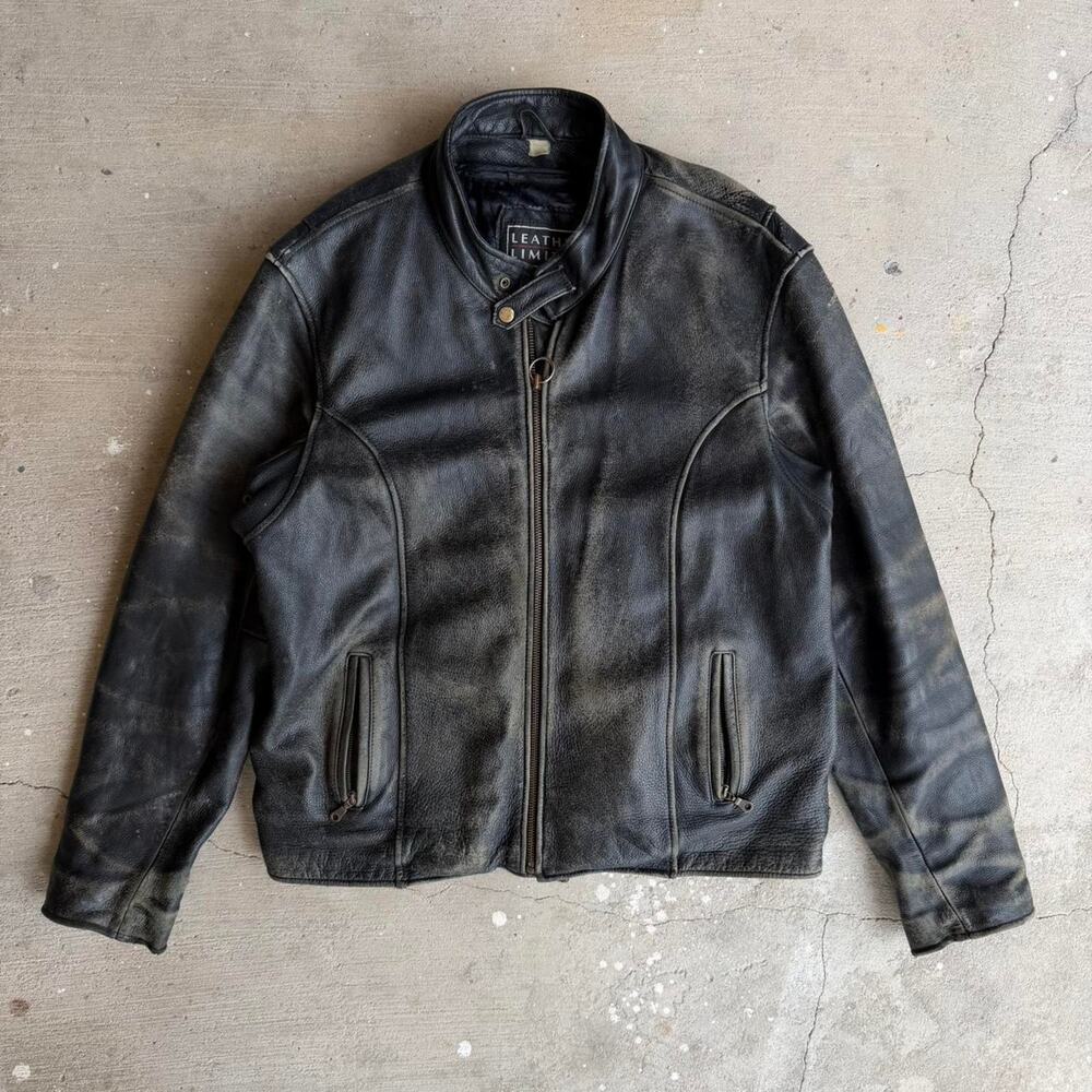Black leather jacket with zipper